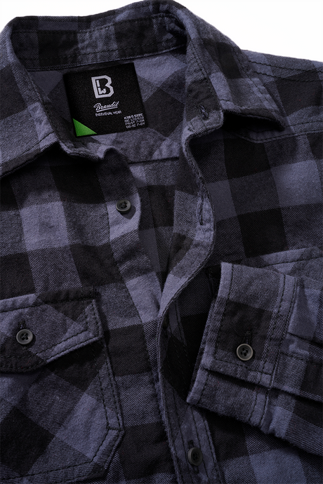 Chemise enfant Brandit à carreaux en flanelle de coton manches longues deux poches