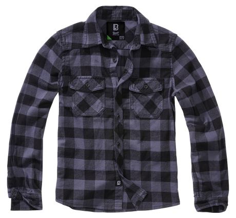 Chemise enfant Brandit à carreaux en flanelle de coton manches longues deux poches