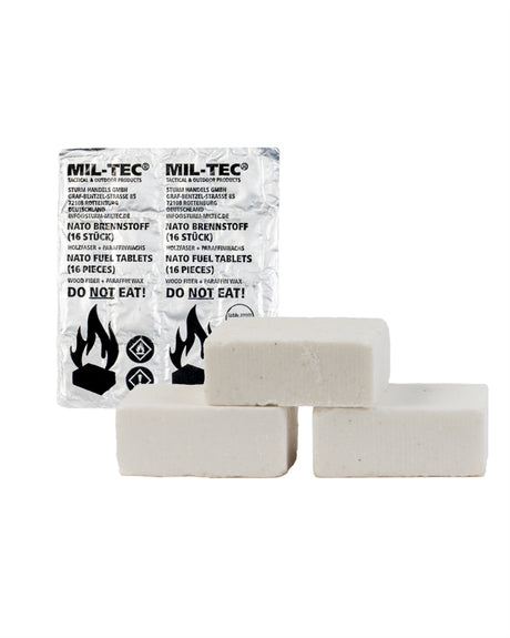 Combustible OTAN Mil-Tec seize tablettes fibre de bois et paraffine 127 g