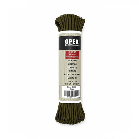 Corde para OPEX en polypropylène tressé 15 m diamètre 3 mm pour le bivouac