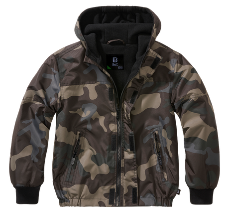 Coupe-vent enfant Brandit Frontzip doublure polaire capuche et trois poches fermées