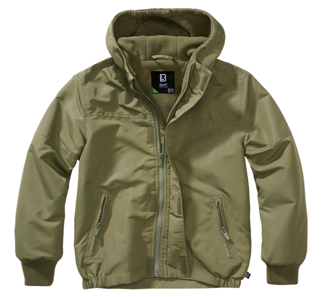 Coupe-vent enfant Brandit Frontzip doublure polaire capuche et trois poches fermées