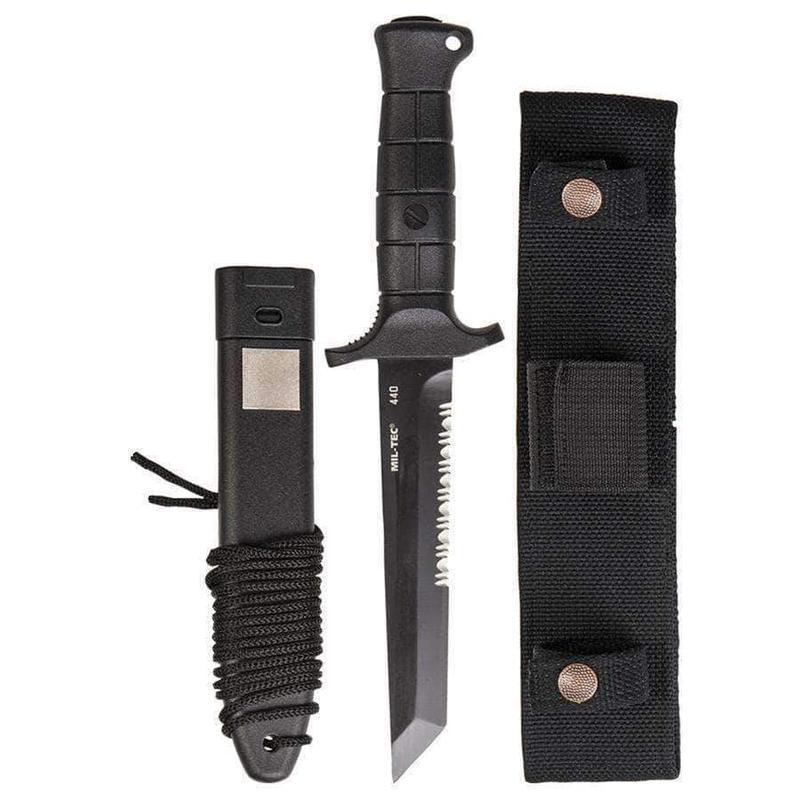 Couteau de combat Mil-Tec KM 2000 type Bundeswehr lame Tanto acier 440A 16,5 cm avec étui pivotant 360°