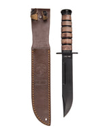 Couteau de combat Mil-Tec type USMC lame 17 cm manche et étui en cuir bovin