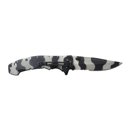 Couteau pliant Ares Black Bee manche aluminium lame semi-crantée 10 cm ouverture une main