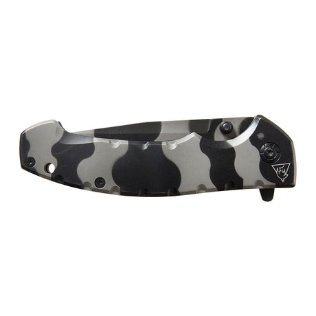 Couteau pliant Ares Black Bee manche aluminium lame semi-crantée 10 cm ouverture une main