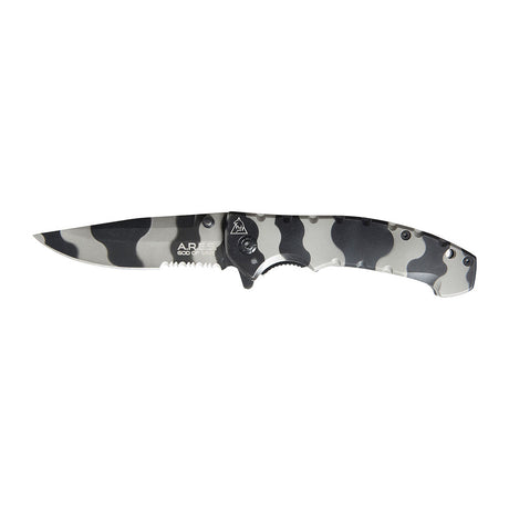 Couteau pliant Ares Black Bee manche aluminium lame semi-crantée 10 cm ouverture une main