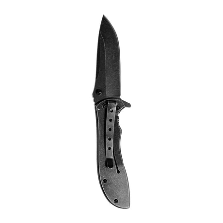 Couteau pliant Ares Gun Steel manche métal 19 cm déplié clip de ceinture et étui nylon
