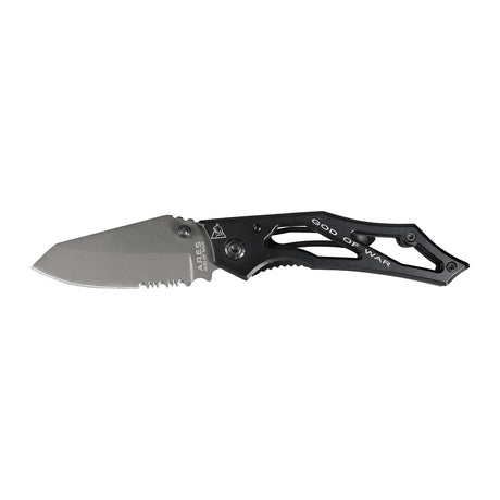 Couteau pliant Ares Mini Dague Black Series manche métal ajouré avec étui de ceinture