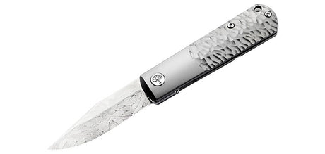 Couteau pliant Boker BRLW Meteorite Damast Platinum Edition acier Damas lame 65 mm
