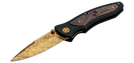 Couteau pliant Boker Tirpitz-Damascus Gold acier Damas lame 99 mm