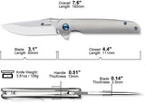 Couteau pliant HX Outdoors Vulcan acier D2 lame 80 mm manche titane