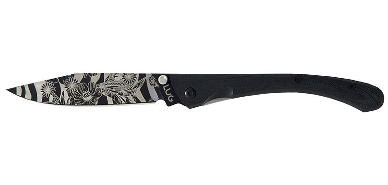Couteau pliant Lug C63 Fleurs Nature acier 7Cr17MoV lame 80 mm lame clip point
