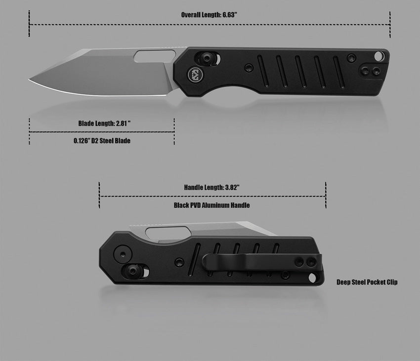 Couteau pliant Miguron Knives Gatov acier D2 lame clip point 73 mm
