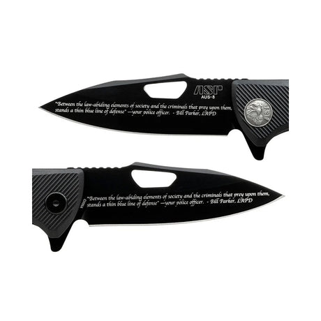 Couteau pliant PDK Engraver's Edition No Evil ASP lame gravée de 8,89 cm