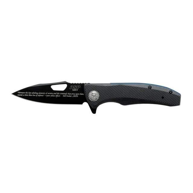 Couteau pliant PDK Engraver's Edition No Evil ASP lame gravée de 8,89 cm