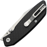 Couteau pliant Ruike P746 acier 14C28N lame drop point 80 mm manche fibre de carbone