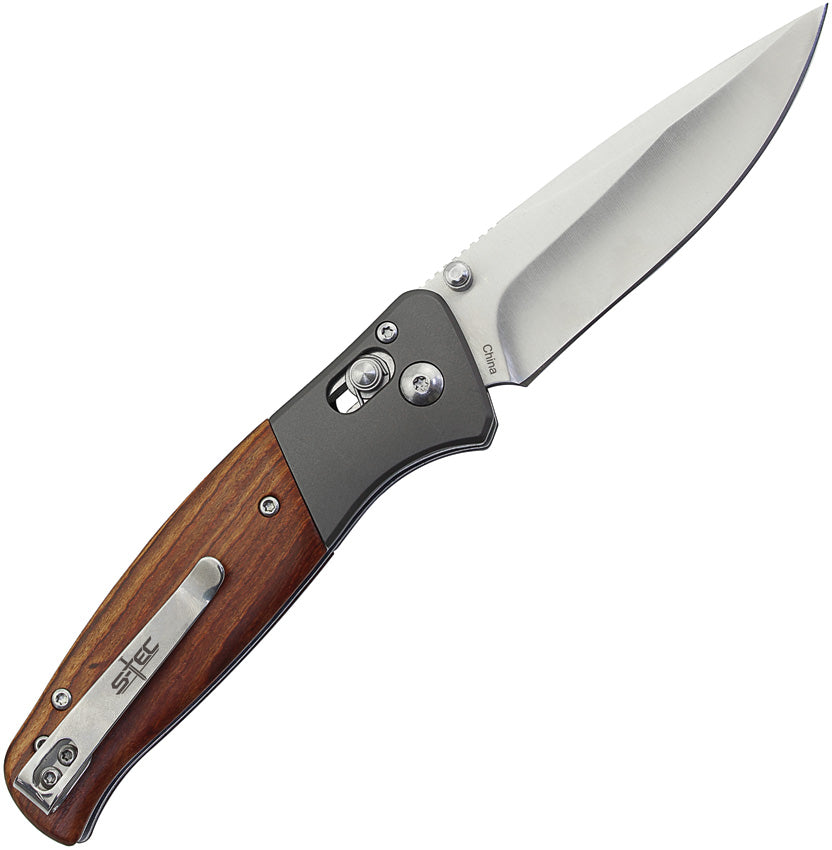 Couteau pliant S-TEC TS042 acier 3Cr13 lame 89 mm manche bois avec clip de poche