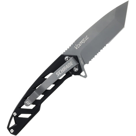 Couteau pliant Schrade Ventricle acier AUS-10A lame tanto 76 mm manche acier inoxydable