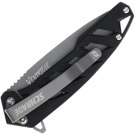 Couteau pliant Schrade Ventricle acier AUS-10A lame tanto 76 mm manche acier inoxydable
