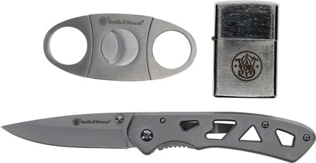 Couteau pliant Smith & Wesson coupe-cigare lame 76 mm manche acier inoxydable
