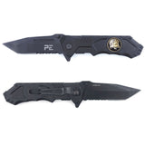 Couteau pliant Survival Sapeurs-Pompiers lame acier 440 de 8,5 cm avec étui