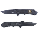 Couteau pliant Survival Sapeurs-Pompiers lame acier 440 de 8,5 cm avec étui