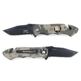 Couteau pliant Survival Sapeurs-Pompiers lame acier 440 de 8,5 cm avec étui
