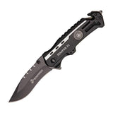 Couteau pliant US Marine Corps Rescue ouverture assistée lame drop point 83 mm brise-vitre