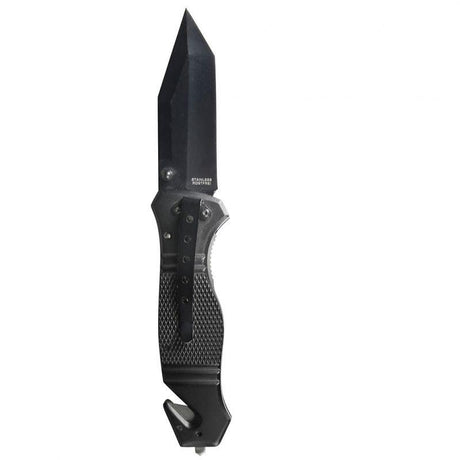 Couteau pliant de secours Ares Black Rescue manche G10 coupe-sangle et brise-vitre