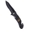 Couteau pliant de secours Mil-Tec Fire Brigade lame 440A de 8,3 cm avec brise-vitre