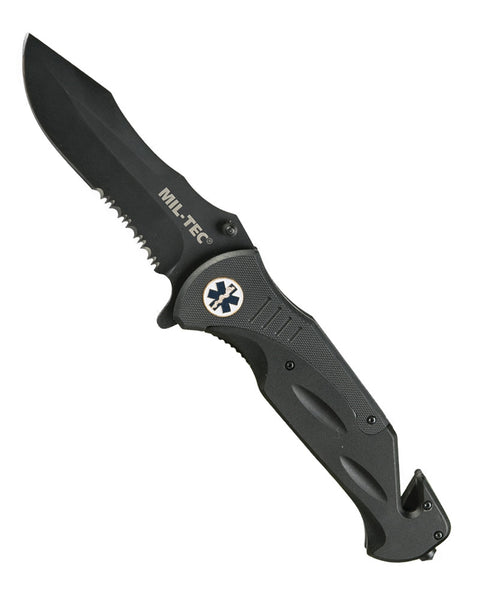 Couteau pliant de secours Mil-Tec Medical acier 440 et G10 lame 11,5 cm brise-vitre