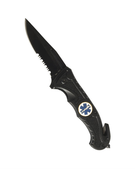 Couteau pliant de secours Mil-Tec Rescue lame 420 de 8,5 cm coupe-sangle et brise-vitre