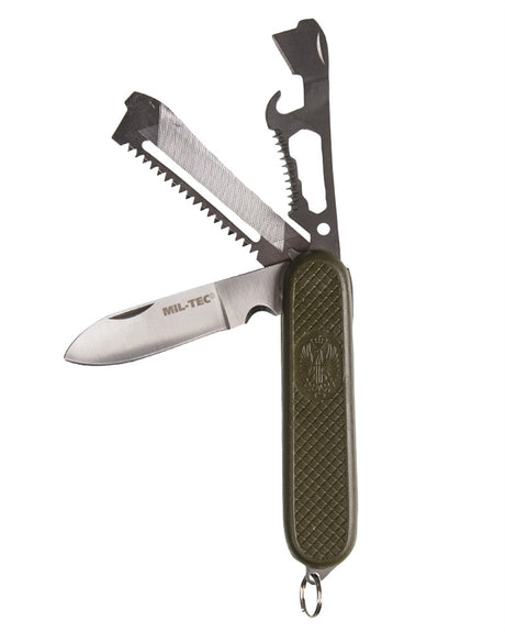 Couteau pliant multifonctions type armée espagnole Mil-Tec lame 7,5 cm avec scie et clé