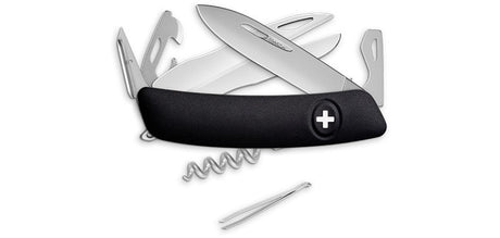 Couteau suisse Swiza D07 Allmatt plaquettes synthétiques 8 outils ciseaux et anneau