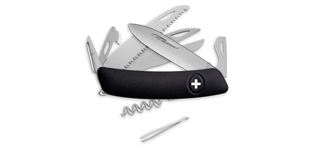 Couteau suisse Swiza D09 Allmatt synthétique 9 outils scie ciseaux tire-bouchon anneau