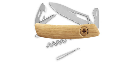 Couteau suisse Swiza SH03 Allmatt bois ouverture une main 7 outils avec anneau
