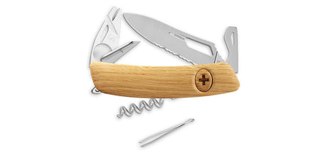 Couteau suisse Swiza SH03 tire-tique Allmatt bois lame ondulée ouverture une main