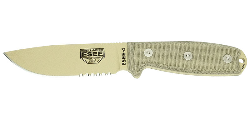 Couteau à lame fixe ESEE ESEE-4 - lame mixte, pommeau standard acier Carbone lame 116 mm