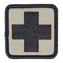 Écusson brodé Ares à croix médicale basse visibilité 5 x 5 cm à dos auto-agrippant