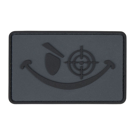 Écusson rond Ares Smiley basse visibilité en PVC souple à dos auto-agrippant