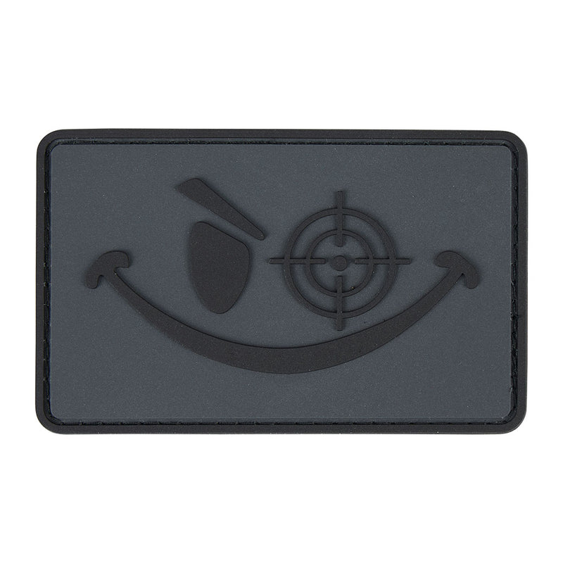 Écusson rond Ares Smiley basse visibilité en PVC souple à dos auto-agrippant