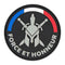 Écusson rond casque spartiate Forces et Honneur Ares en PVC 8 cm auto-agrippant