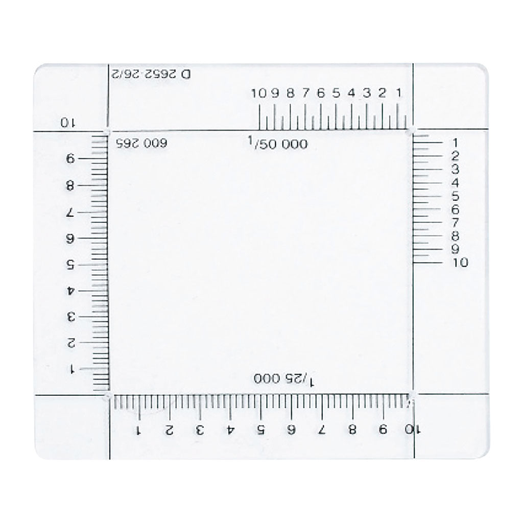 Équerre de report de points Ares en plexiglas 50 mm graduée 1/25 000 et 1/50 000