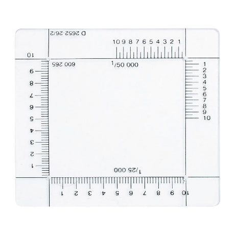 Équerre de report de points Ares en plexiglas 50 mm graduée 1/25 000 et 1/50 000
