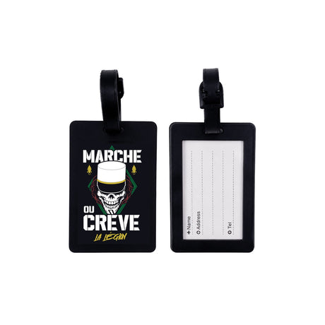Étiquette de bagage en rubber 10 x 6,5 cm avec fiche d'identification au dos