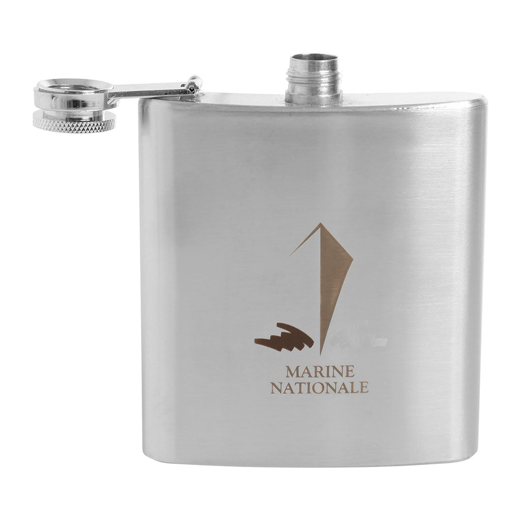 Flasque de poche Ares en acier inoxydable 200 ml gravée aux armes de la Marine nationale