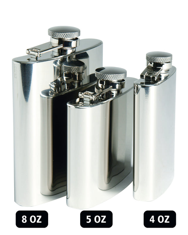 Flasque de poche Mil-Tec en acier inoxydable poli 110 ml au format plat 7 x 2 x 11 cm