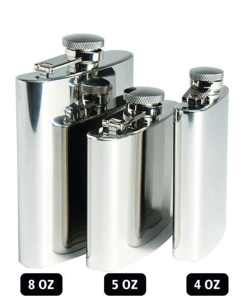 Flasque de poche Mil-Tec en acier inoxydable poli 8 oz 220 ml 9,7 × 2,3 × 13 cm