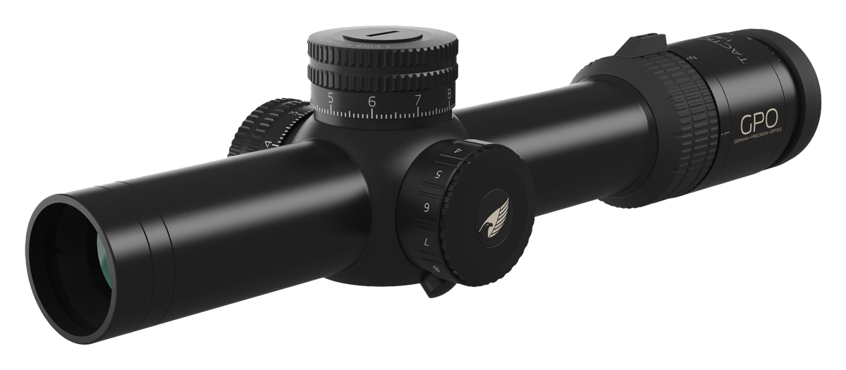 Lunette GPO Tactical 1-8x24 grossissement 1-8 x 24 mm champ 35 m - 4,4 m à 100 mètres